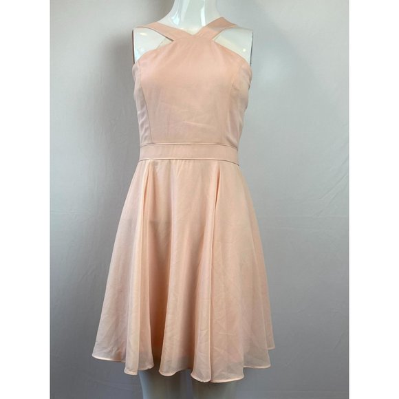Lulus Womens Taupe Skater Dress Back Zip #D15376S Peach Size Medium - Picture 4 of 8